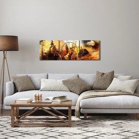 Obraz - Motyw szamana (z zegarem) (90x30 cm)