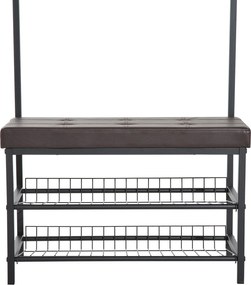 Wieszak HOMCOM na płaszcze i buty z siedziskiem Metalowy design 725x35x180cm Praktyczny i stylowy | Aosom PL