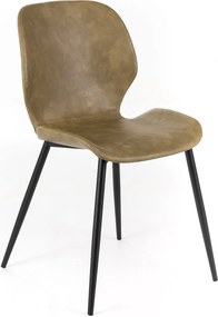 Komplet 4 eleganckich krzeseł ze skóry ekologicznej w kolorze beżowym "Liam" miękki w dotyku vintage cm 45x55 83h