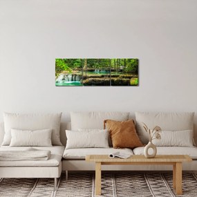 Obraz - Wodospad Erawan w Kanchanaburi, Tajlandia (z zegarem) (90x30 cm)