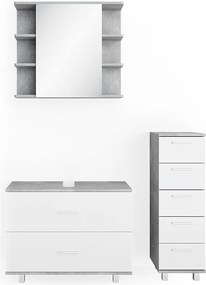 Zestaw mebli łazienkowych beton/biały 80x33x60 ilias