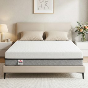 HOMCOM Materac 140x200cm H3 średnio-twardy, wys. 20 cm, ergonomiczny, oddychający z pianki memory z żelem, OEKO-TEX &amp; CertiPUR-US | Aosom PL