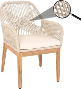 Krzesło ogrodowe MCW-H56b,  beżowe poduszki kremowo-białe