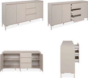 Beżowa komoda Korsika 170 cm z szafkami i szufladami