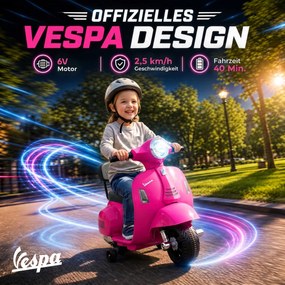 AIYAPLAY Elektryczny motorek dziecięcy Mini Vespa GTS 6V z akumulatorem litowym Ergonomiczne siedzisko i oparcie 1,5-3 lat | Aosom PL