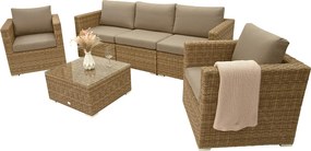 Zestaw rattanowy MALIBU dla 5 osób (beżowo-brązowy)