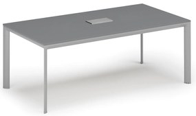Stół konferencyjny PRIMO INVITATION, 200x100 cm, grafit + port blatowy TYP III, srebrny
