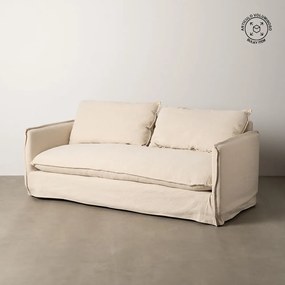 Kremowa lniana sofa 200 cm – Ixia