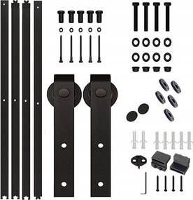 Zestaw okuć do drzwi przesuwnych Barn Door 2m czarna stal w stylu loft retro