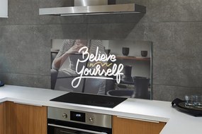 Szklany Panel Człowiek i Napis