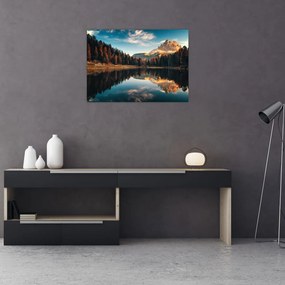Obraz na szkle - Alpy, Włochy, Dolomity, Lago Antorno (70x50 cm)