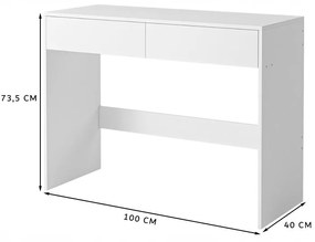 Nowoczesne białe biurko komputerowe z 2 szufladami w stylu loftowym, blat toaletowy 100 cm