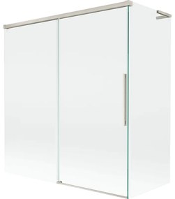 Mexen Rox L parawan nawannowy 2-skrzydłowy rozsuwany 150 + 70 x 150 cm, transparent, nikiel szczotkowany - 8C9L-150-070-97-00