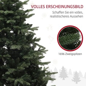 HOMCOM 180 cm sztuczna choinka w stylu świerkowym z 1696 końcówkami gałęzi i składanym stalowym stojakiem, choinka do domu lub biura, zielona | Aosom PL