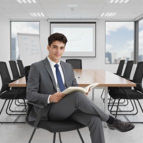 HOMCOM Krzesło biurowe z podłokietnikami, wsparciem lędźwiowym, siatkowym oparciem, do biura, sali konferencyjnej, czarne | Aosom PL