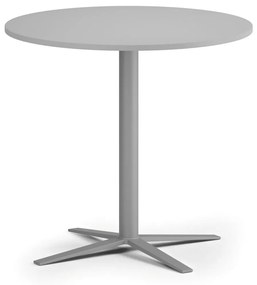 Stolik kawowy AURA, średnica 80 cm, szaro-srebrna podstawa, szary