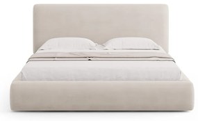 Beżowe tapicerowane łóżko dwuosobowe ze schowkiem i stelażem 140x200 cm Colonel – Cosmopolitan Design