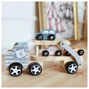 Viga polarb drewniana laweta z samochodzikami montessori