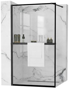 Ścianka prysznicowa Rea Bler 120 z półką i wieszakiem Evo