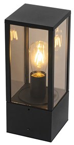 Zewnetrzna Lampa stojąca zewnętrzna czarna z dymionym szkłem 40 cm IP44 - Charlois Nowoczesny Oswietlenie zewnetrzne