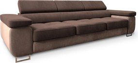 Masseno Sofa MOSINE z funkcją spania, Rozkładana sofa z regulowanymi zagłówkami - Brązowy, MONOLITH 29 + MONOLITH 09