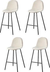 Zestaw 4 krzeseł barowych - czarny metal i tkanina - beżowy - LONDO