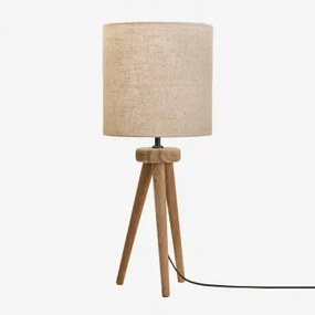 Lampa Stołowa Simona Z Drewna Mango Drewno Mango & Jasny Piaskowy Brąz Ø30 Cm - ↑30 Cm Arlina - Sklum