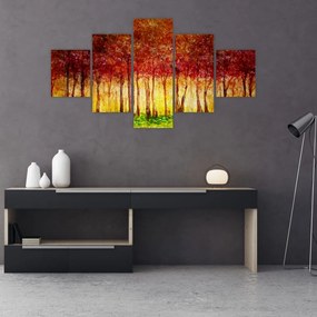 Obraz - Malowanie lasu liściastego (125x70 cm)