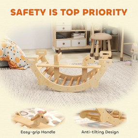 AIYAPLAY Montessori drabinka wspinaczkowa do domu, 2 w 1 łuk z drewna, dla dzieci 2-4 lata, 110x52x45 cm, drewno naturalne