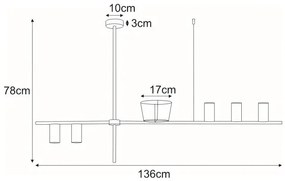 Duża czarna lampa wisząca z kwietnikiem - S076 Olexis 7X