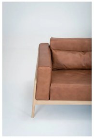 Karmelowa sofa z bawolej skóry z konstrukcją z litego drewna dębowego Gazzda Fawn, 240 cm