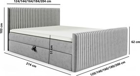 Czarne łóżko kontynentalne z pikowanym zagłówkiem 5 rozmiarów S8-A86