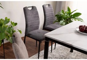 Czarny stół jadalniany DAMAR 100x70 cm, biały dekor marmurowy