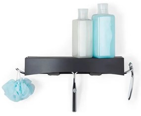 Czarna samoprzylepna półka Compactor Clever Flip Shower Shelf