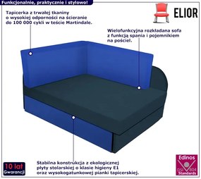 Czarno-granatowy młodzieżowy narożnik rozkładany K6-T24