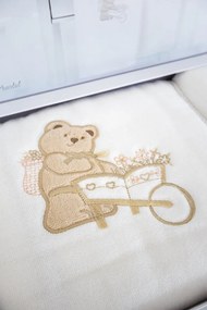 Podarunkowy zestaw ręczników dla dzieci POURTOL, 2 szt Śmietankowy / Beżowy haft Zestaw (ręcznik 50x90cm, ręcznik 70x130cm)