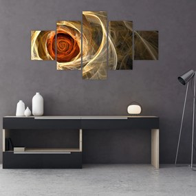 Obraz - Abstrakcyjne róże w ognistych kolorach (125x70 cm)