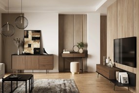 Komoda Zenar 170 cm z szufladami - orzech elegant / czarny