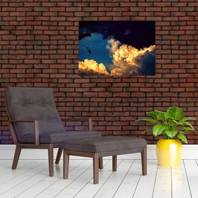 Obraz na szkle skoczka spadochronowego w chmurach (70x50 cm)