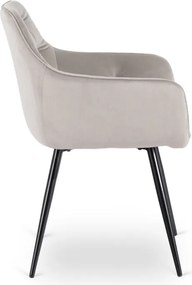 Zestaw Stół Prostokątny Rozkładany VICTOR 160-240 cm Czarny Marmur i 4 Krzesła MODESTO Szare Welurowe Nowoczesne