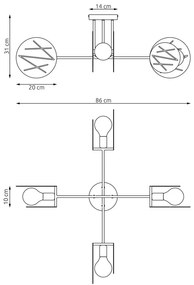 Czarna nowoczesna lampa sufitowa w stylu loft - D154-Divienso