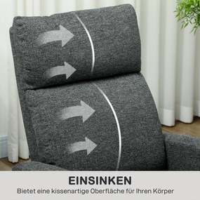 HOMCOM Fotel relaksacyjny, regulowany fotel leżący z dostosowywanym podnóżkiem, nowoczesny fotel do salonu z pokryciem materiałowym, Szary