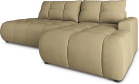 Masseno Narożnik FLUMA z funkcją spania i pojemnikiem na pościel Narozniki L, Rozkładana sofa - Musztardowy, CASTEL 48