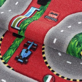 Dywan dziecięcy Play Bolid czerwono-czarny antypoślizgowy do prania 140 cm x 200 cm