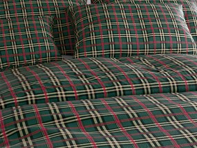 PrzytulneMieszkanie.pl PrzytulneMieszkanie.pl PrzytulneMieszkanie.pl Zestaw pościeli z mikropluszu GLENMOORE zielone + prześcieradło z mikropluszu SOFT 90x200 cm białe, pojedyncze łóżko