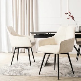 Krzesło Tapicerowane Obrotowe do Salonu LARISA Kremowe Nowoczesne