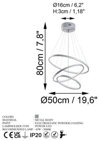 Szara lampa wisząca LED ø 50 cm Simit – Opviq lights