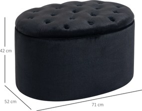 HOMCOM Ławka tapicerowana ze schowkiem skrzynia owalny kształt poliester drewno kolor czarny