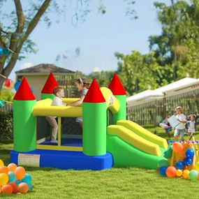 HOMCOM Zamek Skaczący z Zjeżdżalnią i Siatką Bezpieczeństwa, do 100 kg, 3-10 lat, 300x180x160cm