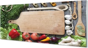 Szklany Panel Przyprawy na Drewnianej Desce